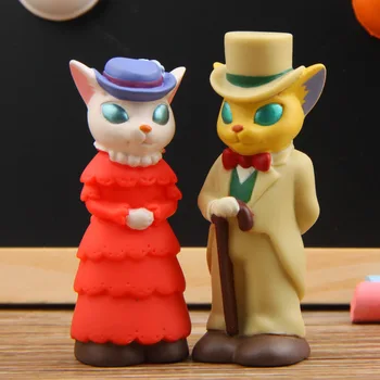 

Cute Cat Action Figure Kids Toys Studio Gentleman Ladies Anime PVC Mini Set Finger Puppets Toy Figuras Children Doll