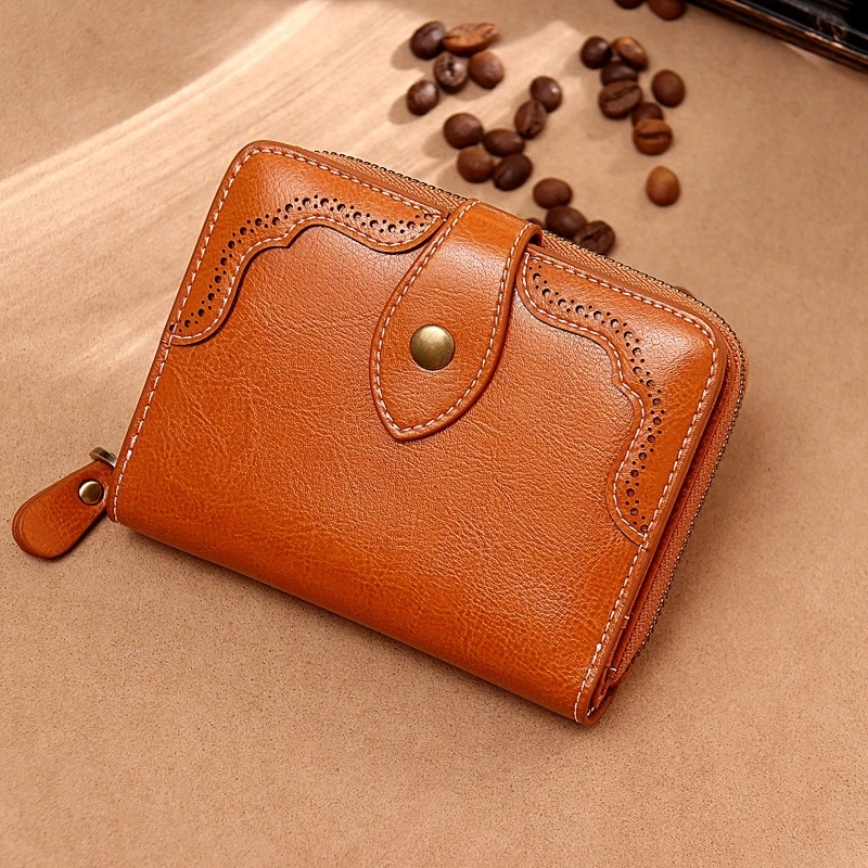 

Women Clutch Bag Zipper Around Spot Wallet Female Fashion Hollow 2 Folder Women Short Wallet Leather Tide Female Wallet