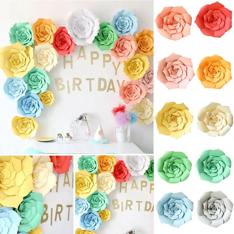 

2Pcs 20cm/8" Large Paper Flowers Backdrop Birthday Wall Decor Party Decoration 10 Colors