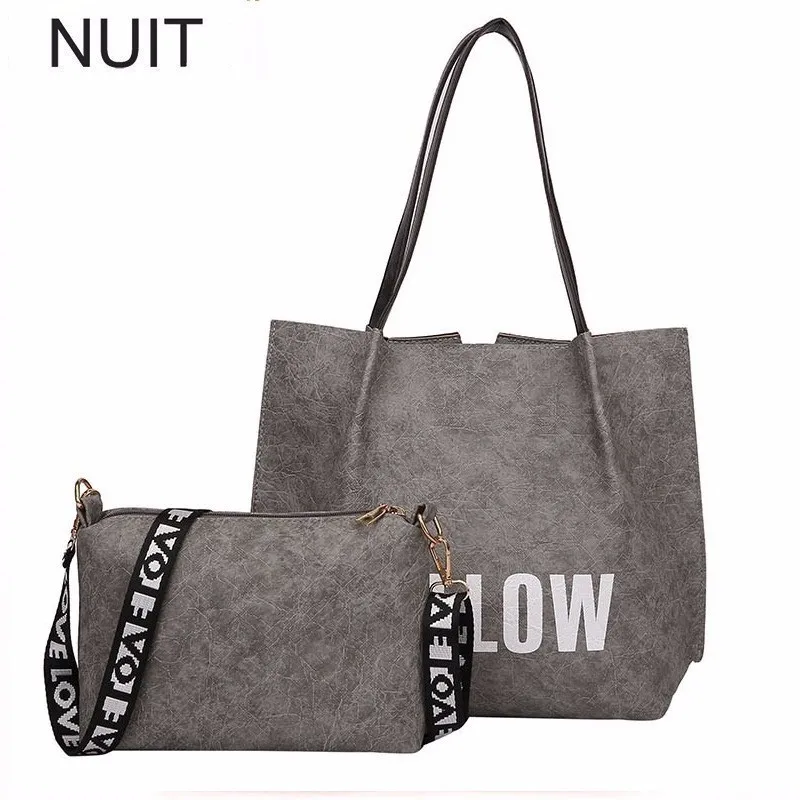 

Large Capacity Composite Bag Letter Fashion Pu Leather Women's Bucket Bag Luxury Female Casual Shoulder Vintage Messenger Bag