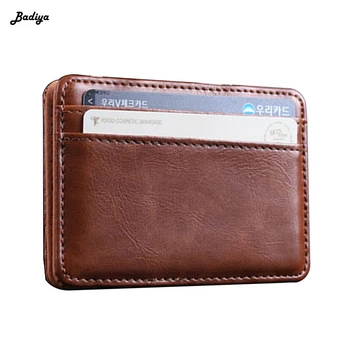 

Vintage Bifold Card Case Men's Credit Card Holders Pu Leather Business Men Slim Wallet Fashion Magic Clip Cash Holder Male