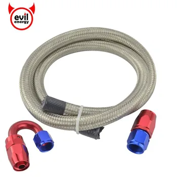 

evil energy AN4/6/8/10/12 1M Stainless Steel Oil Fuel Hose Line Pipe 0+180degree Swivel Fittings Hose End Adapter Oil Cooler Kit