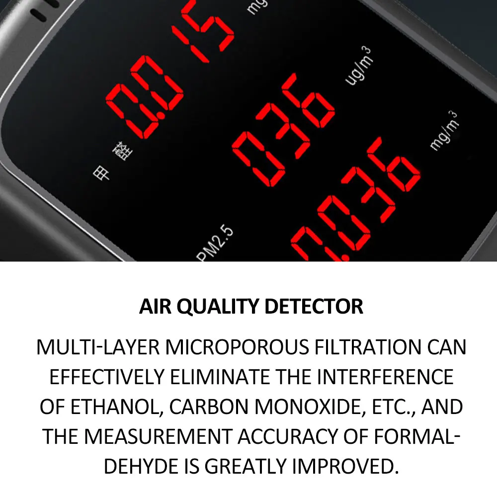 Смог детектор формальдегида 1200 mAh Air Quality PM2.5 практические прочный ABS