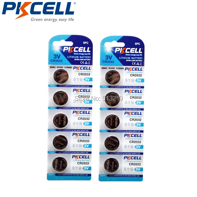 50 шт./10 карт PKCELL cr2032 батарея 3 в литиевые батареи DL2032, BR2032, KL2032, 15004LC, L2032, ecr2032для игрушечных часов ключи