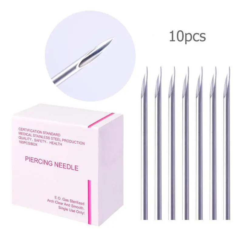 

10pcs/100pcs Disposable Sterile Body Piercing Needles Medical Tattoo Piercing Needles For Ear Nose Navel Lip 14g/16g