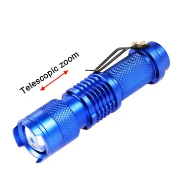 

800 LM Q5 14500 AA 3 Modes ZOOM LED Flashlight MINI Torch Blue High Quality