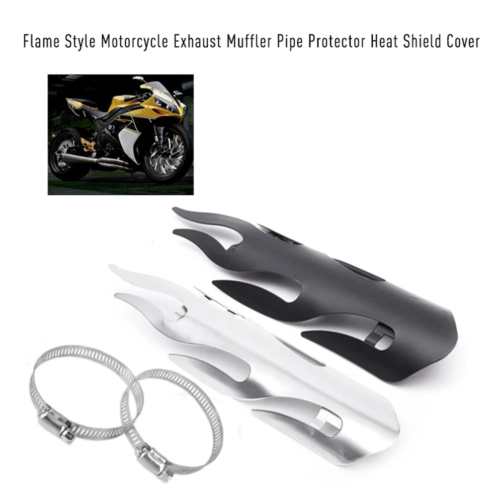 Flame Style Motorcycle Exhaust Pipe Protector Heat Shield Cover For All