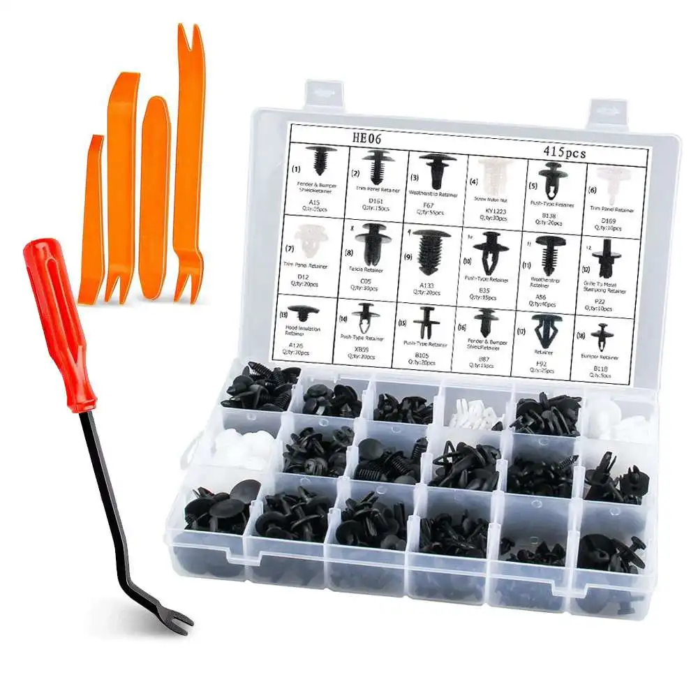 

415Pcs Car Retainer Clips Plastic Fasteners Kit Clip Repair Tool Radio Panel Trim Dash Audio Removal Installer Car-Styling