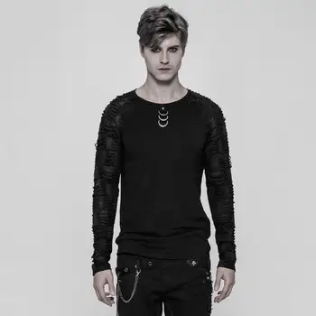 

Punk Rave Men's Distressed Sleeved Goth T-shirt WT-524TCM