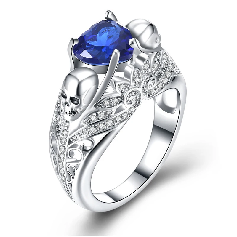 

Heart Shape CZ Stone Rings For Women Jewelry Silver Punk Skull Rings For Female Wedding Promise Ring For Women Engagement Ring