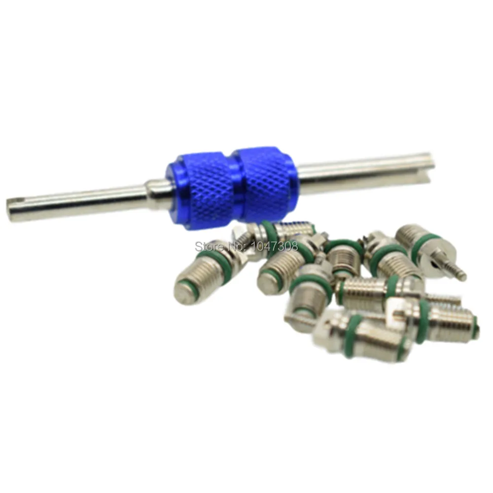

10pcs Ac A/C Valve Core Valve Stem Cores + Car Motorcycle Tire Tyre Valve Stem Core Remover Installer Repair Tool Dual Style