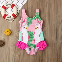 2019 комплект бикини с двойными попугаями для маленьких девочек, купальный костюм, купальный костюм, пляжная одежда для детей 0-24 м