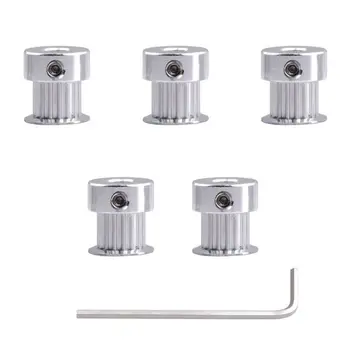 

5PCS Aluminum GT2 Timing Belt Pulley 20 Teeth Bore 5mm Width 6mm and Wrench for RepRap 3D Printer Prusa i3 For Dropshipping