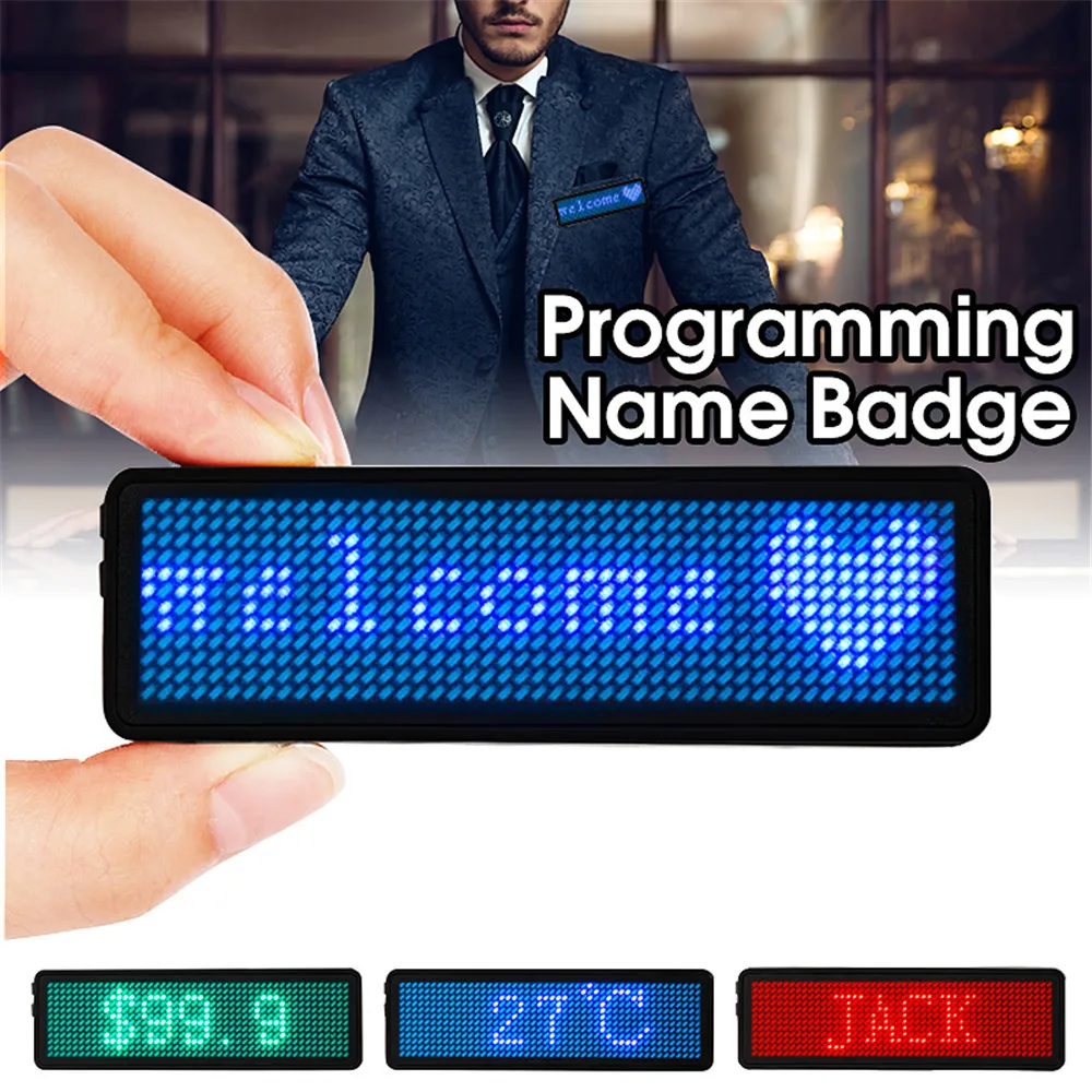

VADIV 12*48 Pixels LED Name Badge with Magnet and Pin Scrolling Display Message Sign Dots Rechargeable Led Name Tag for Event