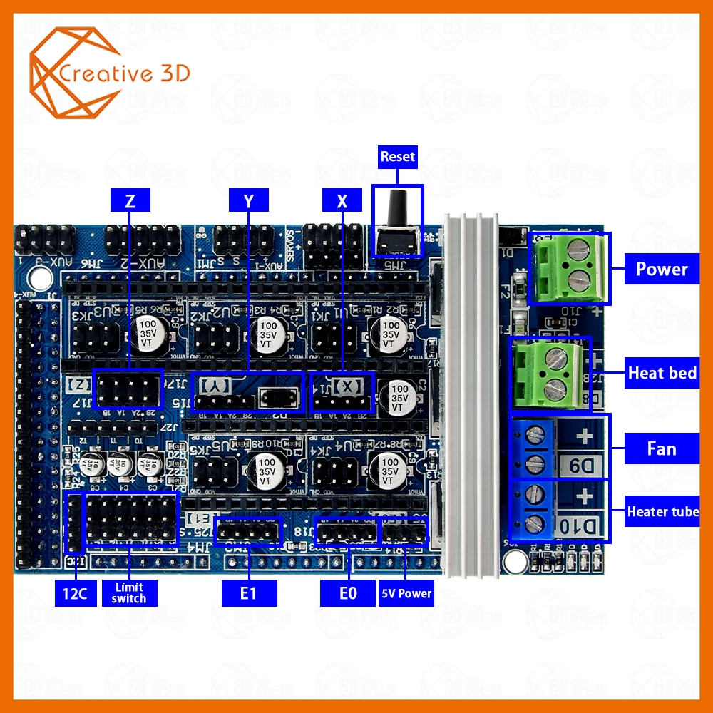 Reprap Mendel Ramps 1,6 плата управления расширения панель с радиатором обновления Ramps 1,4 Ramps 1,5 Для arduino 3d принтера Par