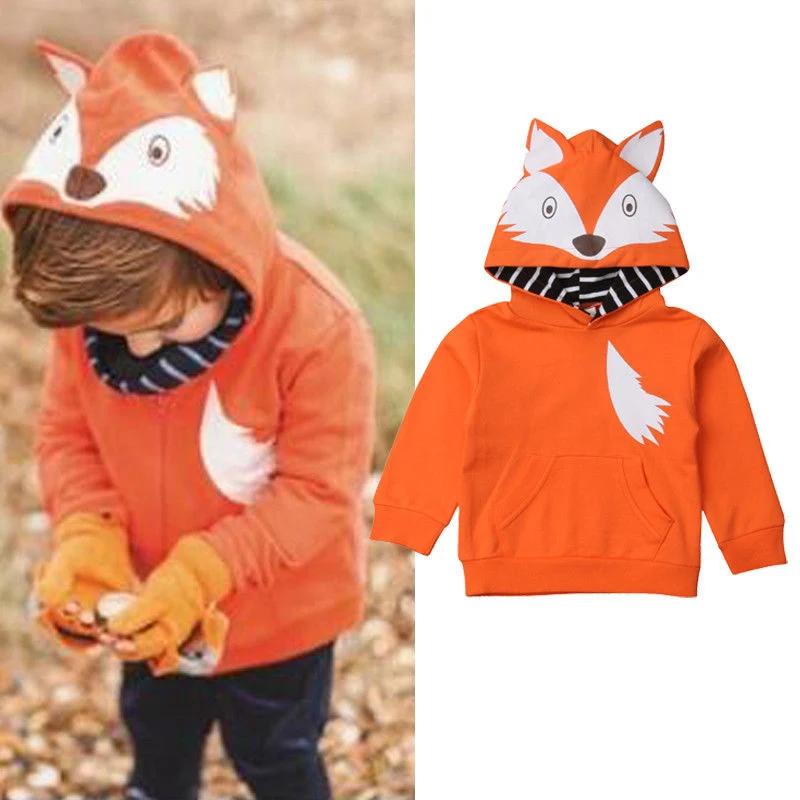 

Toddler Kids Baby Boys Girls Fox Hoodies Tops Sweatshirt Outerwear Coat Jacket 2019 New Fashion Newborn Infant Warm Baby Clothes