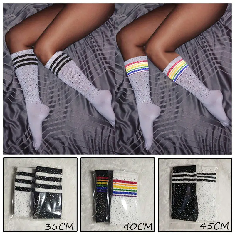 النساء فوق الركبة طويلة الترتر جوارب مقلمة جوارب لكرة القدم المشجع الملابس جورب عارضة السيدات حجر الراين بلينغ جوارب قطنية النساء فوق الركبة طويلة الترتر جوارب مقلمة جوارب لكرة القدم المشجع الملابس جورب عارضة السيدات حجر الراين بلينغ جوارب قطنية
