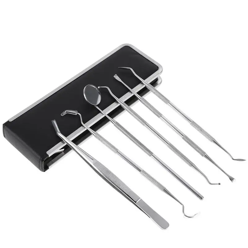 

6pcs/set Stainless Steel Dental Tools Tooth Stone Remover Clean Hygiene Explorer Probe Hook Pick Scaler Cavity DentistTweezers