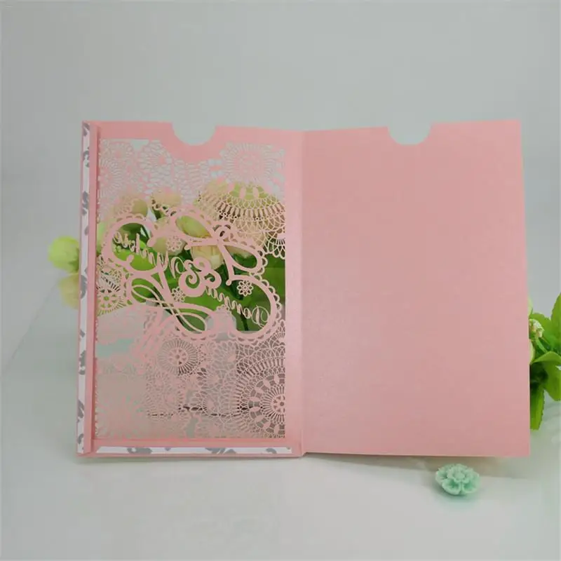  10PCS New Retro Folding Design Hollow Invitation Card Party Invitation - 32972126331