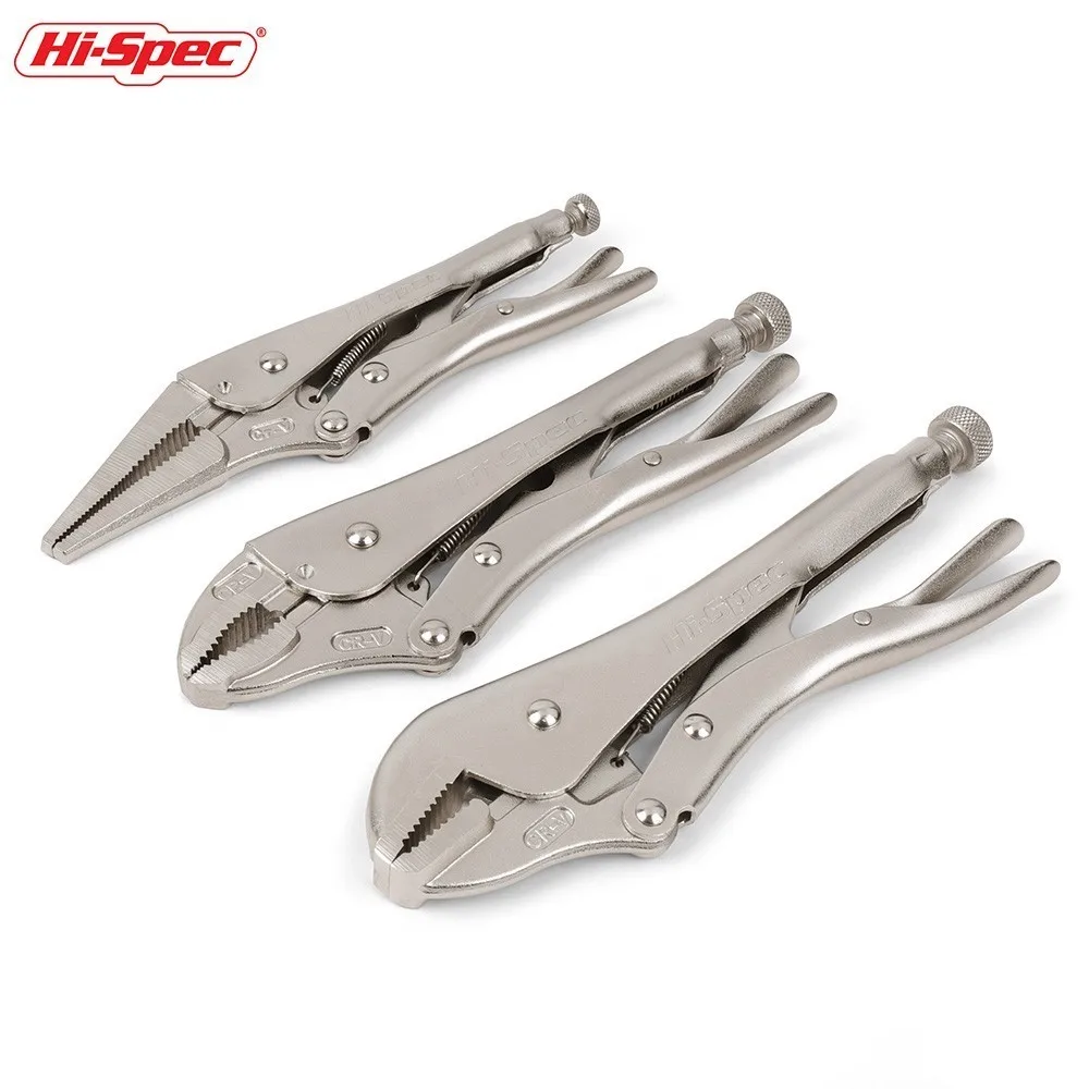 

Hi-Spec Welding Locking Pliers CRV Lock Vise Grip Clamp Industry Grade Adjustable Curved Straight Jaw Pliers Round Long Nose