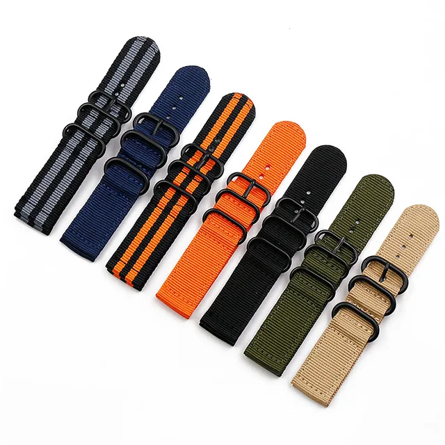 US $3.27 Watch accessories NATO nylon strap male pin buckle 18mm20mm22mm24mm sports waterproof strap female 