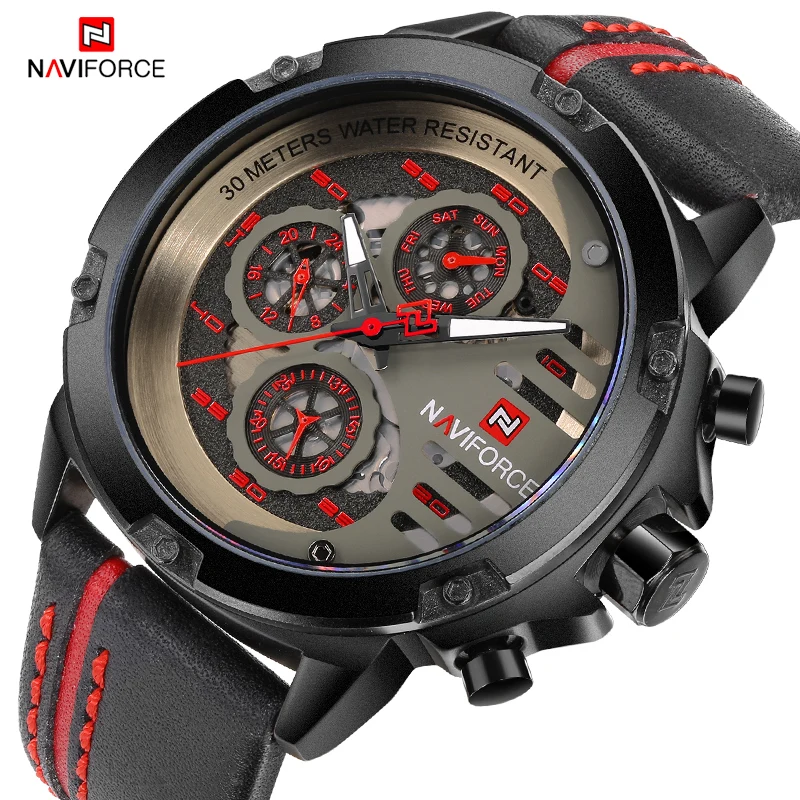 NAVIFORCE Men's Luxury Top Brand Fashion Analog Quartz Wrist Watch Leather Sports Watches Men Waterproof Clock Relogio Masculino NAVIFORCE Men's Luxury Top Brand Fashion Analog Quartz Wrist Watch Leather Sports Watches Men Waterproof Clock Relogio Masculino