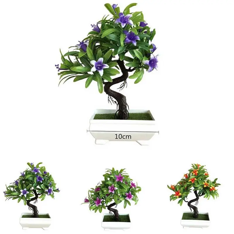

Simulation Green Plant Small Potted Bonsai Home Decoration Desk Mini Decorative Fake Flower Set New Trumpet Potted Plant Gift
