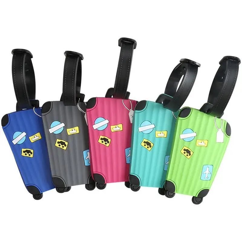 

PVC Soft Rubber Luggage Tags For Women Men Aircraft Pattern Luggage Labels ID Identification Labels Set 5 Random Color Pack