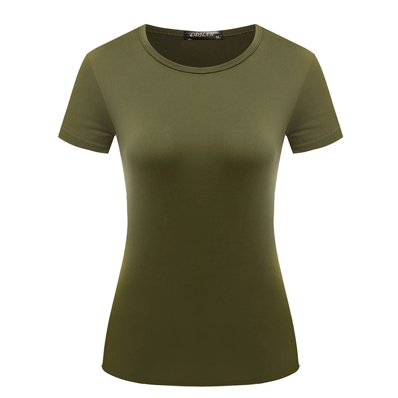 Женская универсальная однотонная женская футболка с коротким рукавом белая черная серая зеленая Базовая футболка
