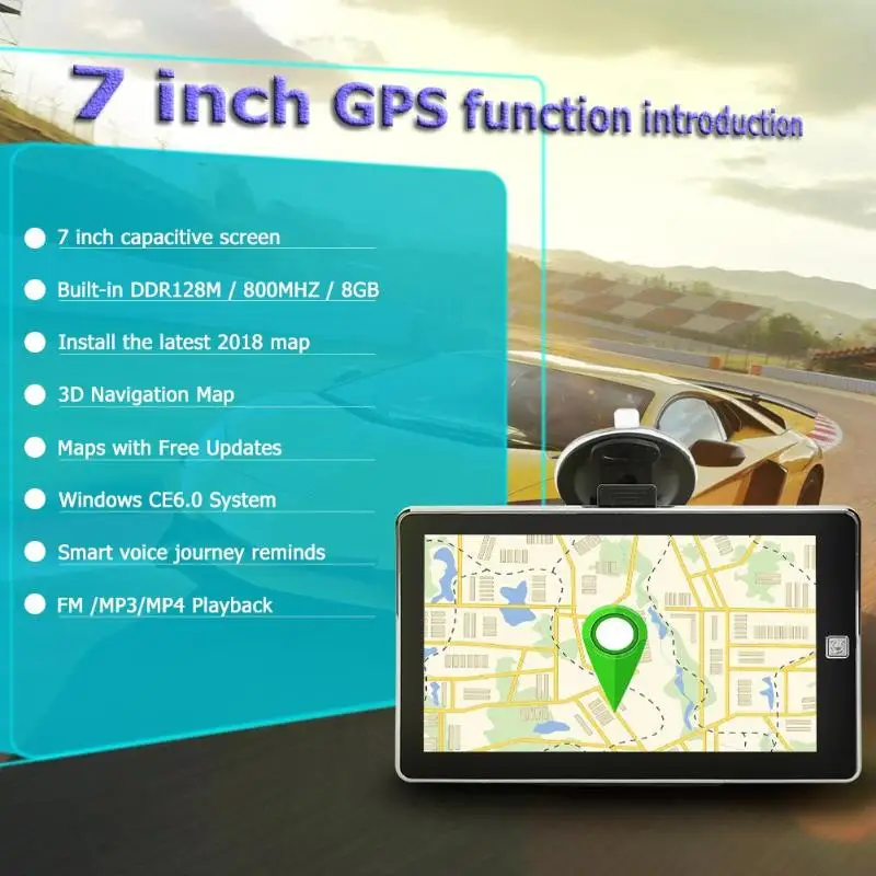 VODOOL Tragbare 7 inch HD Auto GPS Navigation FM Bluetooth AVIN Navitel 2019 Neueste Karte Sat nav