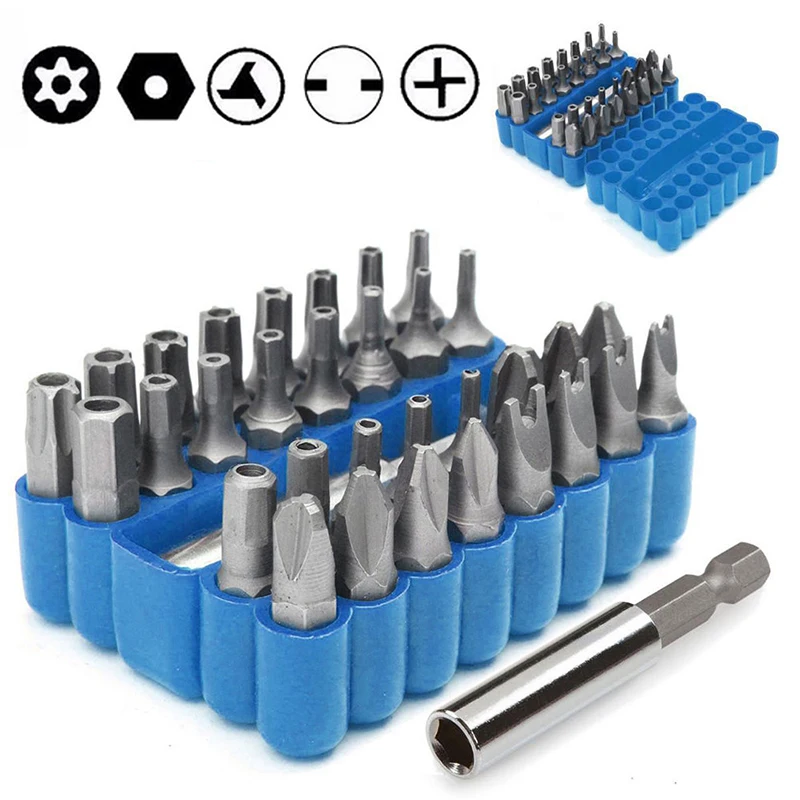 33pcs/set Security Bits Set Tamper Proof Torx Screwdriver Magnetic Star Hex Holder | Инструменты