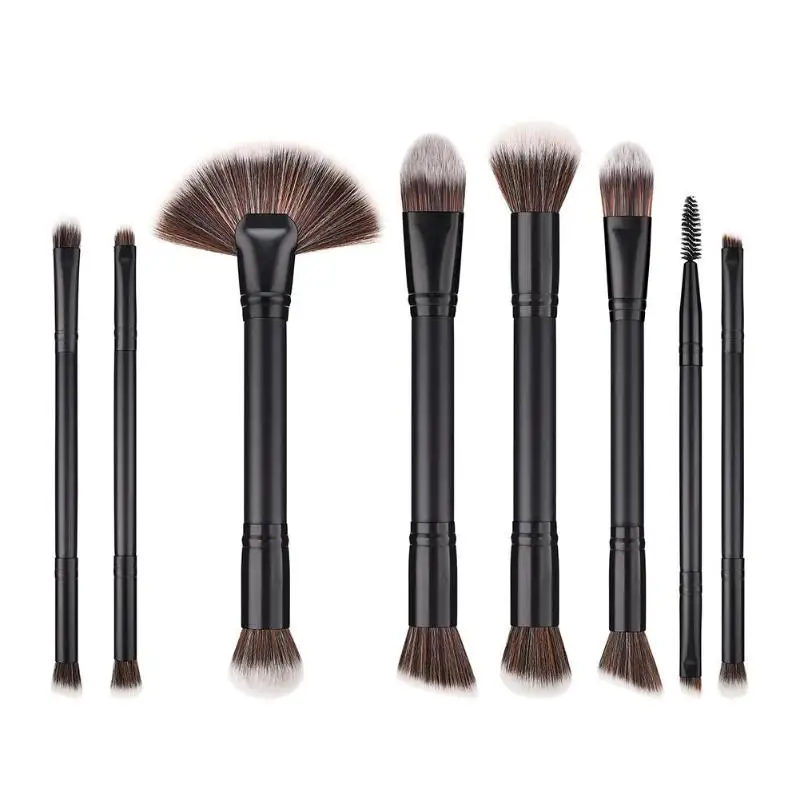 8pcs Makeup Brushes Set Professional Wooden Handle Double End Makeup