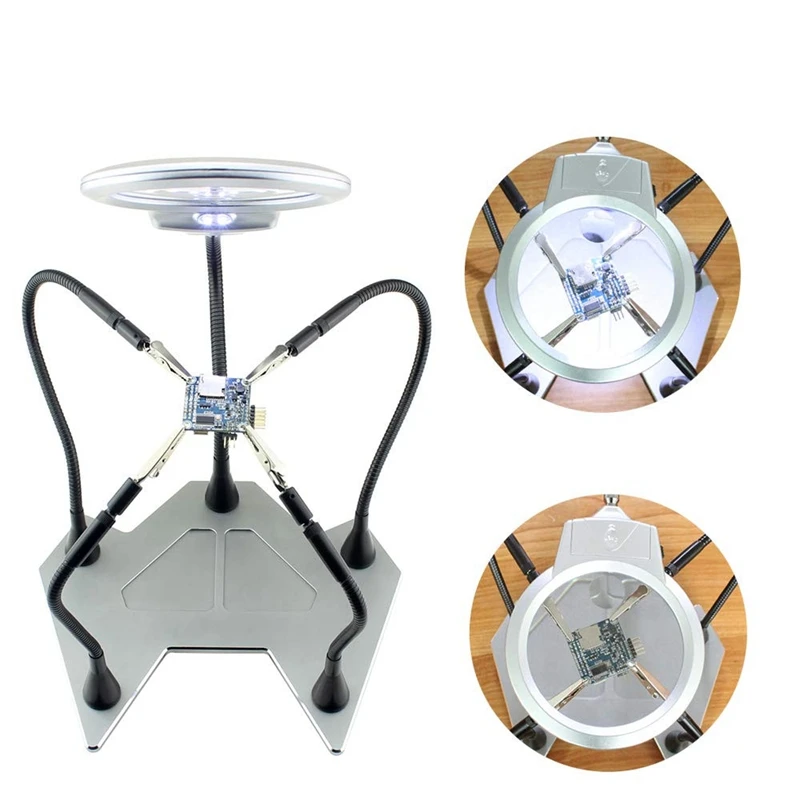 

Four Arm Soldering Station CNC Aluminum Alloy with Magnifier & 5W LED Light for RC Drone FPV Racing Drone Helicopter