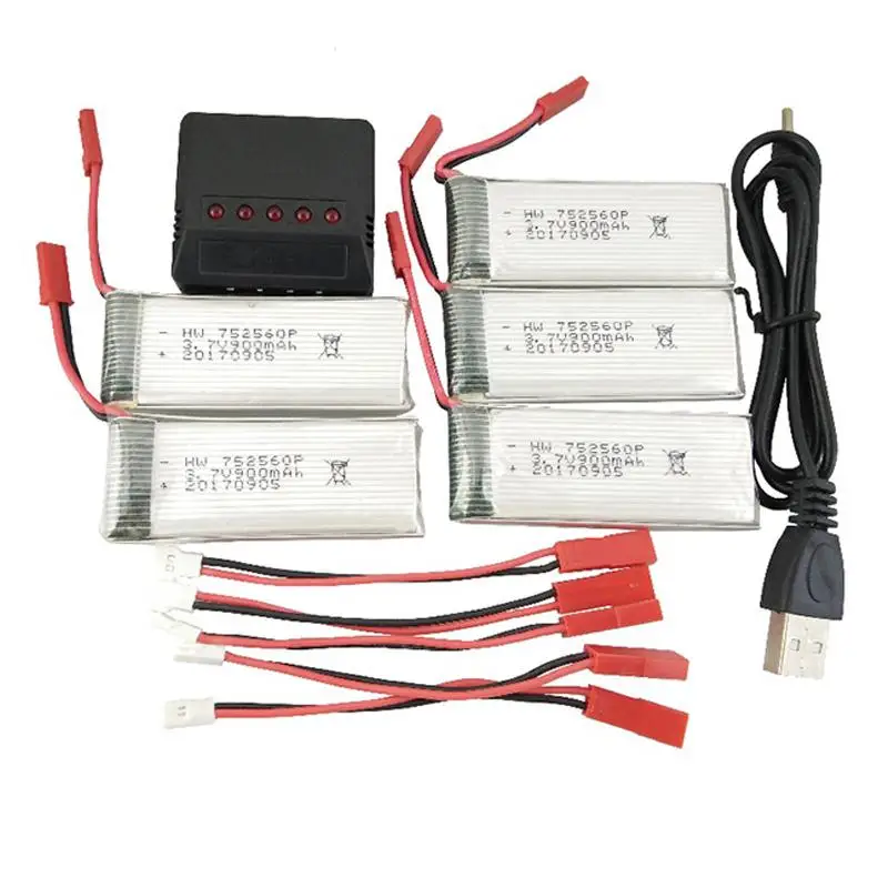 RCtown 5PCS for 8807 8807W Folding drone Quadcopter 3.7V 900mah Lithium Battery with Charger Spare Parts Model D30 | Игрушки и хобби