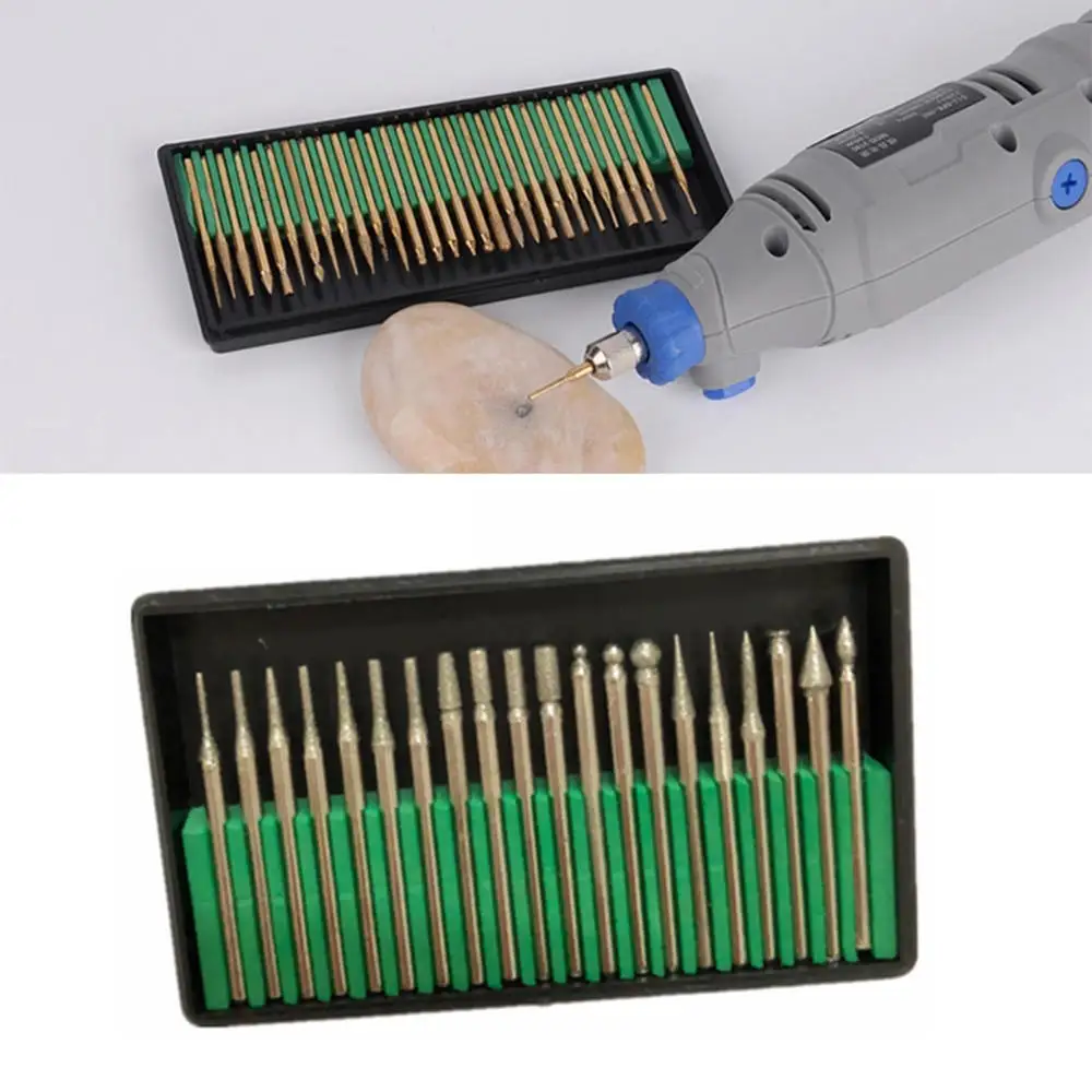 Carving Tool 20 pcs Alloy Diamond Grinding Head Needle Burr Accessories