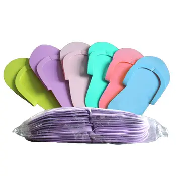 

12 Pairs Disposable Foam Slippers Colored Flip Flops for Salon Spa Pedicure (Random Color)