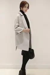 Новый для женщин шерсть пальто свободные Хан Fengjiu точки рукавом пальто для будущих мам Верхняя одежда серый рис белый 302