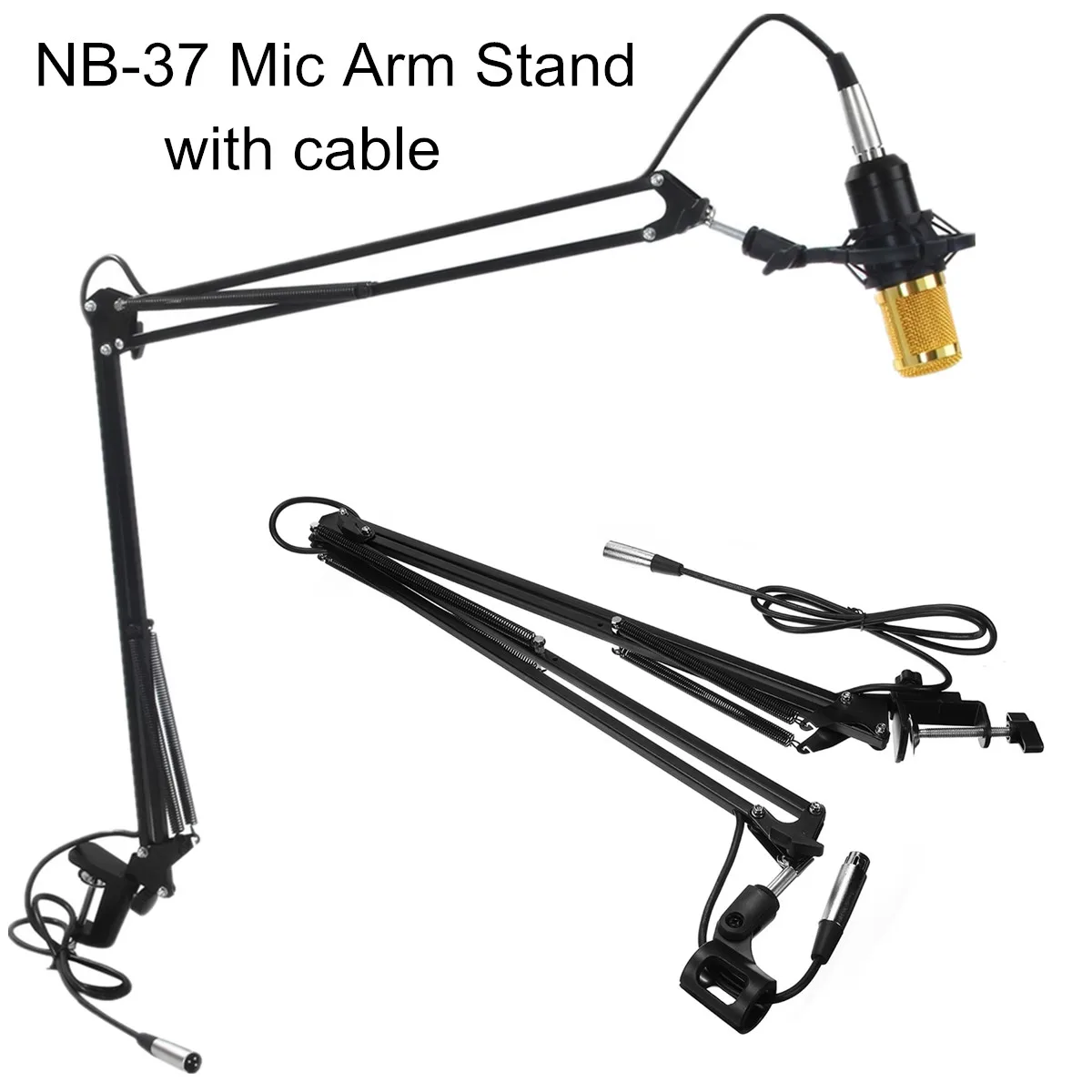 

For Studio Live Broadcast Microphone Arm Stand Suspension Boom Scissor Holder 100cm Adjustable Legs Flexible Folding Type Black