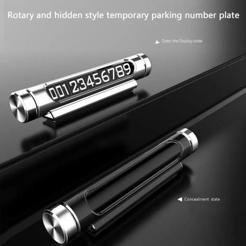 

VODOOL Luminous Car Temporary Parking Card Rotatable Hidden Telephone Number Plate Magnetic Adsorption Design Car Styling