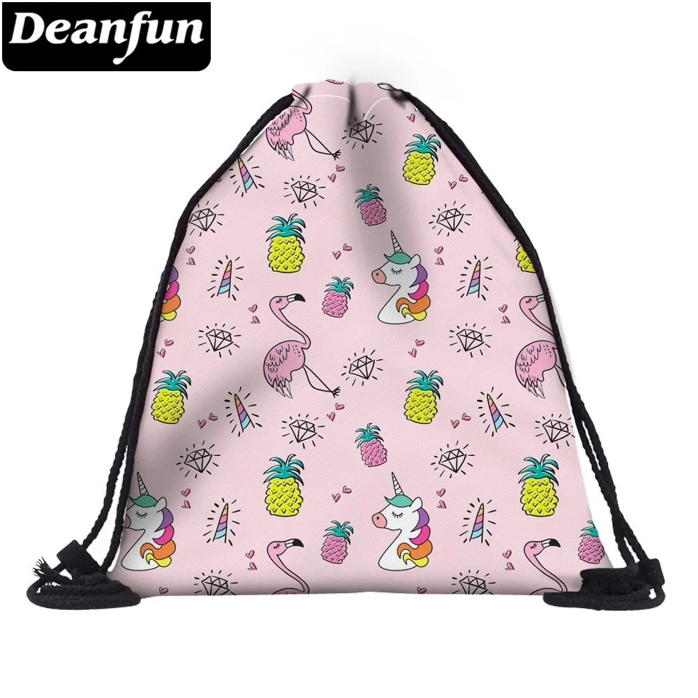 

Deanfun Drawstring Backpack Unicorn Flamingo Water Resistant Drawstring Bag Custom Logo Backpacks Bags Dropshipping 60200