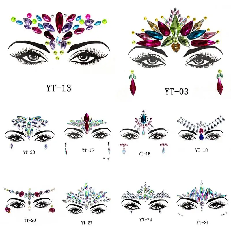 1 قطعة عيد الميلاد DIY الحاجب الوجه الجسم الفن لاصق كريستال بريق جواهر مهرجان حزب العين لصاقات وشم ماكياج عيد الميلاد ديكور 40