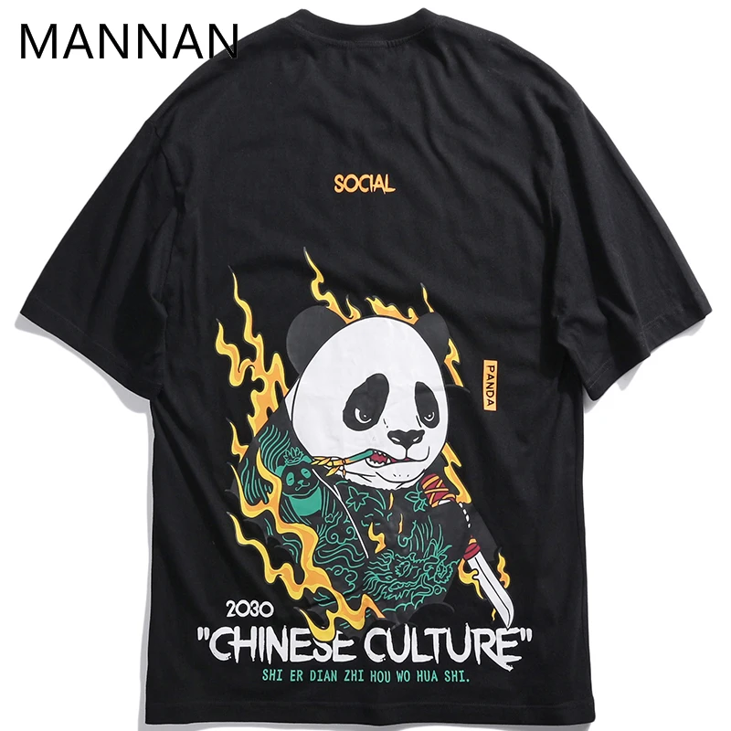 

MANNAN men tshirt homme harajuku modis Unisex China 's Kung Fu Panda Print T-shirts 100% Cotton Japan Harajuku Hip Hop T Shirts