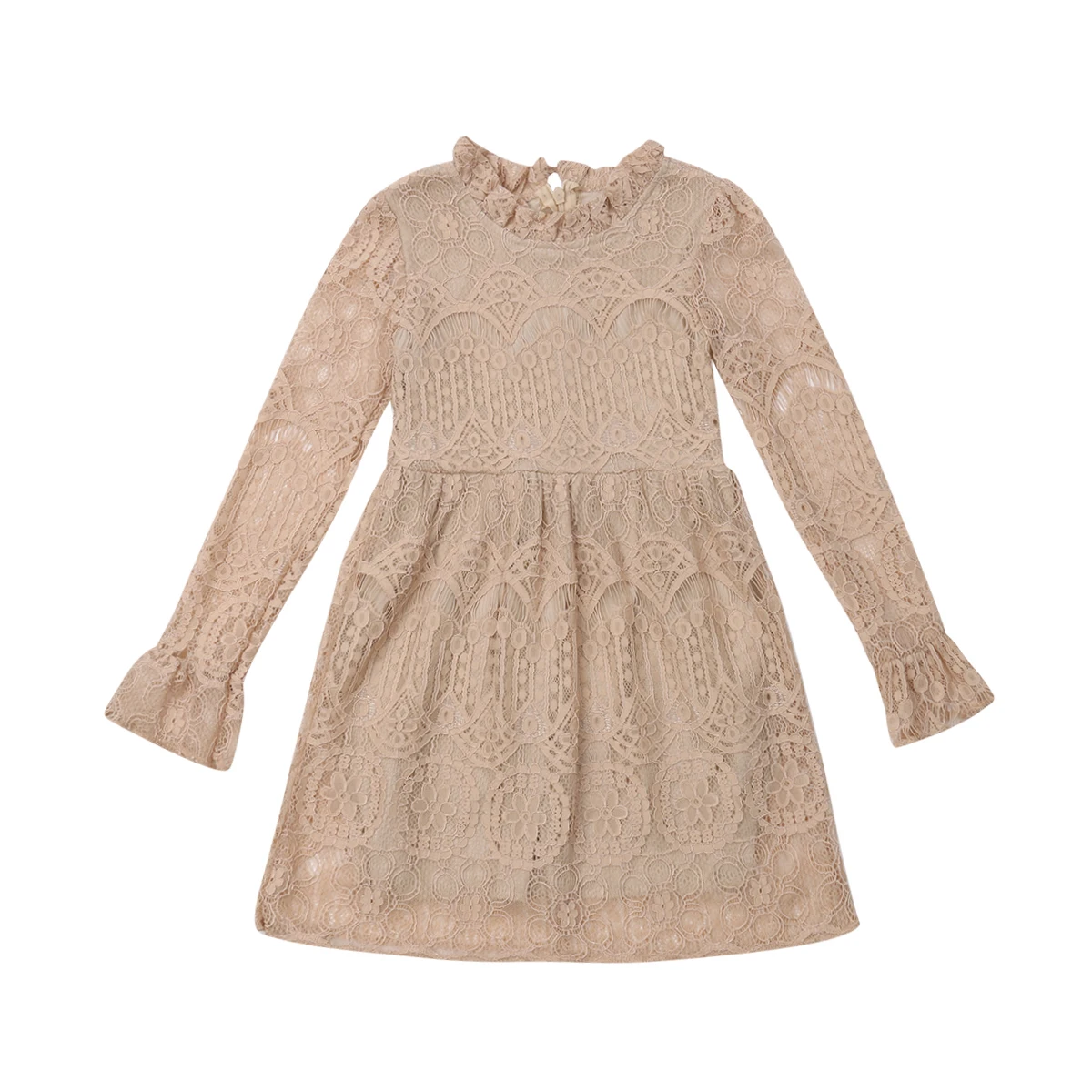 New Flower Newborn Kids Baby Girl Dress Long Sleeve Cotton Lace