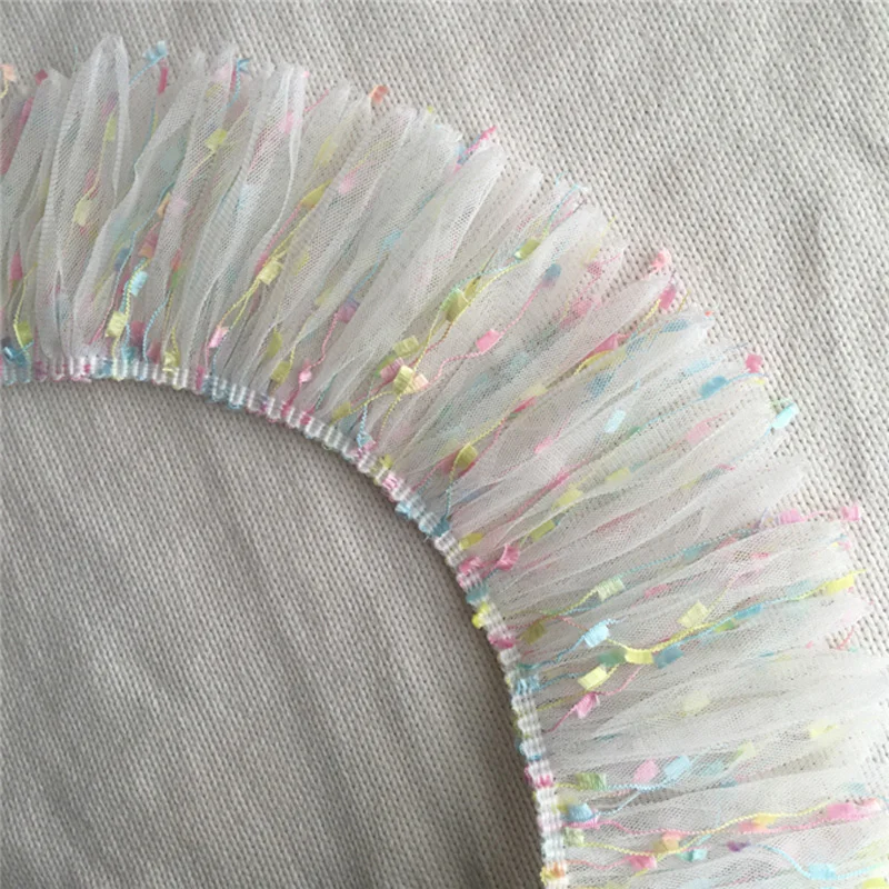 

1M DIY Tassel Lace Edge Trim Pleated Ribbon Trim Chiffon Fabric Sewing Hem For Home Sewing Garment Handcraft