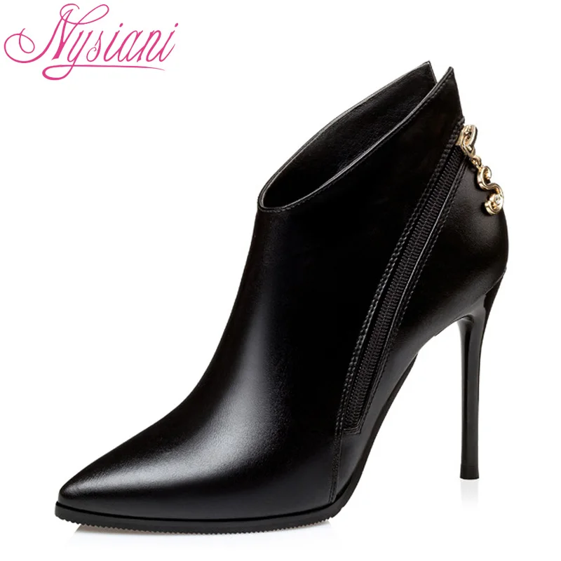 

2018 Pointed Toe Sexy High Heels Ankle Boots For Women Brand Designer Party Dress Thin Heels Women Short Boots Nysiani