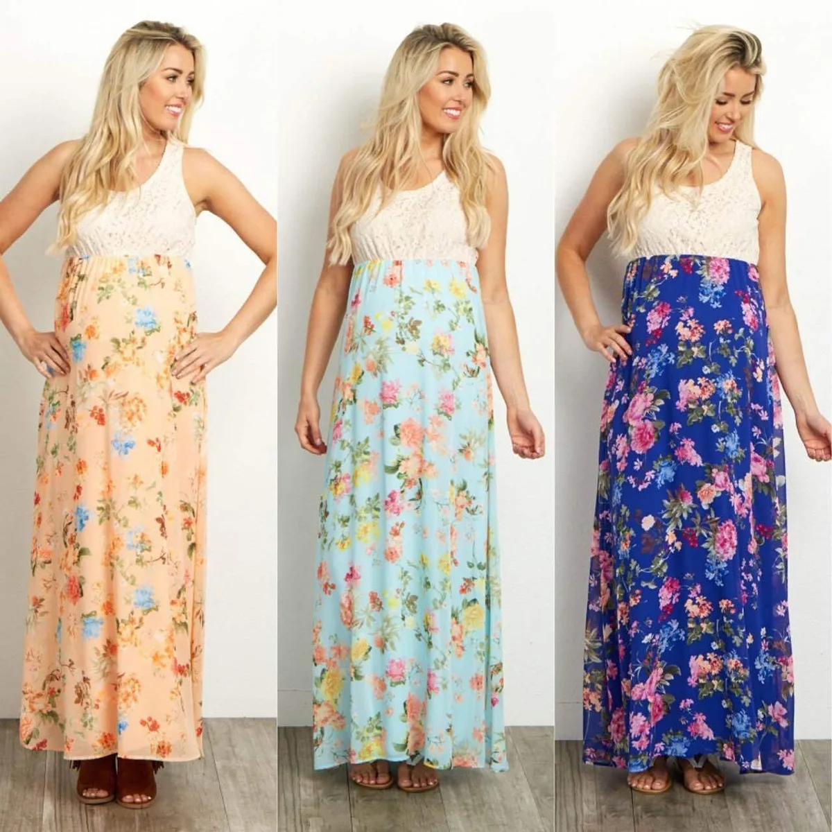 

Lace Split Joint Number Printing Vest Pregnant Woman Easy Dress elegant maternity dresses for photo shoot Hot Sale New Polyester