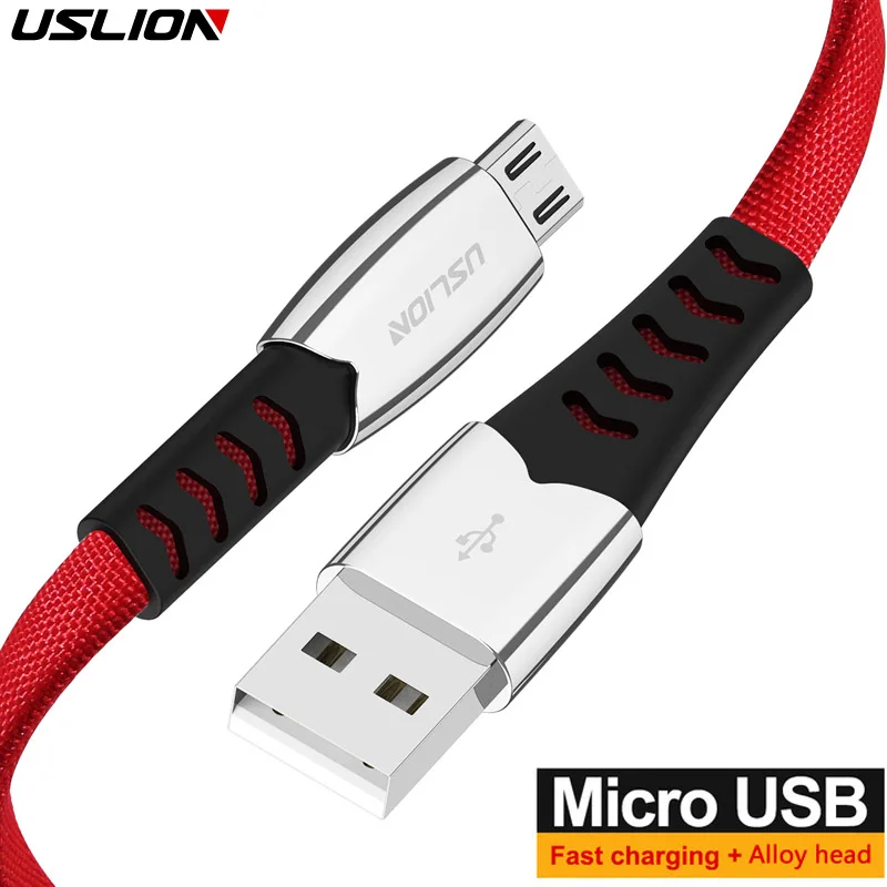 USLION сплав Micro USB кабель Быстрый кабель синхронизации данных и зарядки для samsung Xiaomi redmi note 5 pro Microusb Кабели для мобильных телефонов