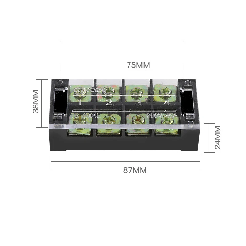 LEORY 600 V 45A 4 Статус клеммный блок Защитная полоска двойной ряд домкрат покрыты W/съемный прозрачный Пластик изоляционная оболочка