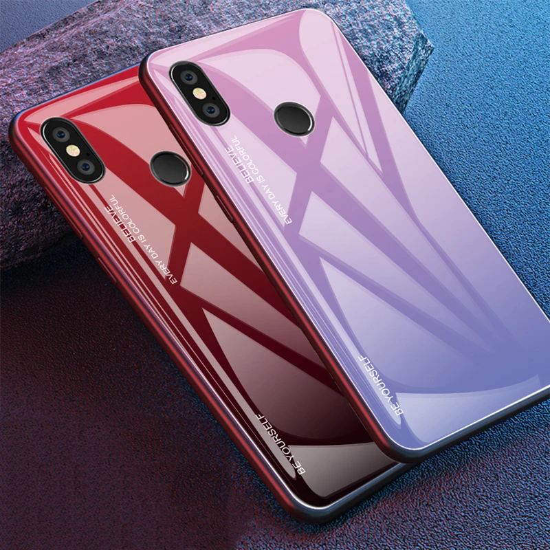 Градиентный чехол из закаленного стекла для Xiaomi Mi9SE A1 A2 A3 Lite Redmi 7A K20 Pro Note 8 7 6 5 Pro 5 Plus, защитный чехол на заднюю панель