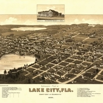 Antique Map of Lake City Florida 1885 Columbia County Poster Print (36 x 54) | Дом и сад